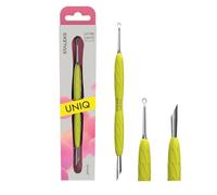 STALEKS PRO by Natury Nails Poussoir double avec poignée en silicone Gummy Manucure Pédicure Acier Inoxydable UNIQ (PQ-11/2Y)
