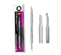 STALEKS PRO by Natury Nails Repousse-cuticules incliné + nettoyant plié Manucure Pédicure Acier Inoxydable Expert 90/4.2