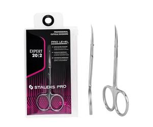 STALEKS Pro Ciseaux à cuticules Manche courbé Anneaux Ergonomiques Acier Inoxydable Expert SE-20/2