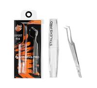 STALEKS PRO Expert 41/6 Pince à épiler professionnelle pour faux cils courbée en acier inoxydable