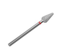 STALEKS PRO Expert Foret à ongles diamant (poire ronde, rouge, tête 5 mm/12 mm WP) - Abrasif douce pour cuticules, parois latérales, épiderme et matériel polyvalent pour manucure/pédicure