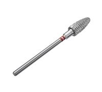 STALEKS PRO Expert Foret à ongles en carbure (maïs, rouge, tête 6 mm/14 mm WP) - Pour gauchers avec coupe inversée - Dureté souple pour correction des ongles artificiels et retrait du vernis gel