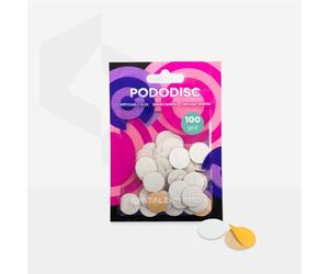 STALEKS PRO Expert PODODISC S Lot de 50 abrasifs jetables pour lime à pieds (grain 100, 50 pièces) - Petites limes abrasives avec couche de mousse souple pour peaux très rugueuses et ouverture de
