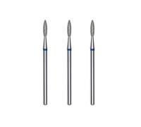 STALEKS PRO Lot de 3 fraises diamantées pour cuticules, 2,1 x 0,8 mm, forme de flamme arrondie