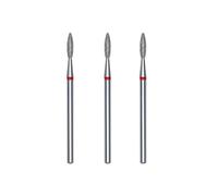 STALEKS PRO Lot de 3 fraises diamantées pour cuticules, 2,1 x 0,8 mm, forme de flamme arrondie (grain fin)