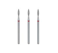 STALEKS PRO Lot de 3 fraises diamantées pour cuticules, 2,1 x 0,8 mm, forme de flamme (grain fin)