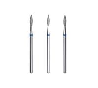 STALEKS PRO Lot de 3 fraises diamantées pour cuticules, 2,1 x 0,8 mm, forme de flamme (grain moyen)