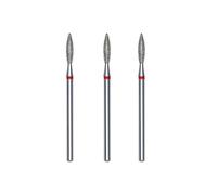 STALEKS PRO Lot de 3 fraises diamantées pour cuticules, 2,3 x 10 mm, forme de flamme (grain fin)