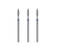 STALEKS PRO Lot de 3 fraises diamantées pour cuticules, 2,3 x 10 mm, forme de flamme (grain moyen)