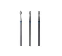 STALEKS PRO Lot de 3 fraises diamantées pour cuticules, 4,5 x 2,5 mm. Forme d'olive (grain moyen)