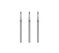 STALEKS PRO Lot de 3 fraises diamantées pour cuticules, 4 x 1,8 mm, forme olive (grain fin)