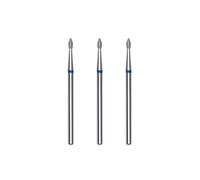 STALEKS PRO Lot de 3 fraises diamantées pour cuticules, 4 x 1,8 mm, forme olive (grain moyen)