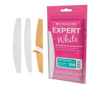 STALEKS PRO Lot de 30 limes à ongles avec base souple en mousse, adhésifs jetables blancs en forme de croissant - Expert 40 - Grain 100