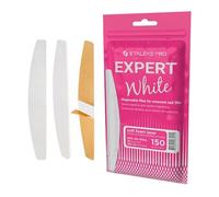 STALEKS PRO Lot de 30 limes à ongles jetables blanches en forme de demi-lune expert 40 Grain 150