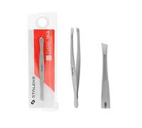 STALEKS PRO Pince à sourcils précise avec bords larges inclinés Acier inoxydable de qualité médicale Classic 10/3