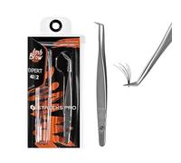 STALEKS PRO Pince courbée professionnelle pour extension de faux cils, modelage volume 70°, idéal pour les classiques naturels et volume 2-4D, acier inoxydable AISI 420, Expert 40/2