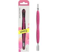 STALEKS PRO UNIQ Gummy Poussoir de manucure Coupe-Cuticule avec manche en silicone (poussoir arrondi étroit et lame droite) - 1 pièce - Modèle PQ-105