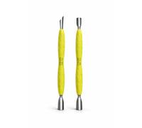 STALEKS PRO UNIQ Lot de 10 et 11 repousse-cuticules - Type 1 (rond large + rond étroit) et type 2 (oblique + anneau) - Outil de manucure professionnel avec poignée en silicone, PQ-10/1y ; PQ-10/2y (PQ