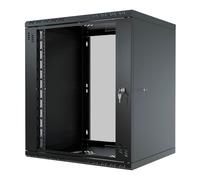 Stalflex Armoire à Crémaillère 19" 12U, 450mm, Porte Vitrée, Noir S-RC19-12U-450GB