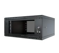 Stalflex Armoire à Crémaillère 19" 4U, 450mm, Porte Vitrée, Noir S-RC19-4U-450GB