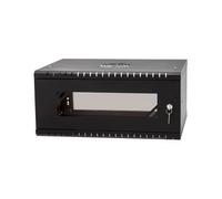 Stalflex Armoire Rack Murale 19" 4U, 450 mm, Porte en Verre, Noire RC19-4U-450GB