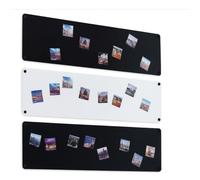 STALFORM 3x Léger Metal Tableau Magnétique Mural Noir+Blanc+Noir 62,5x20 cm, Plaque Aimanté, Acier Inoxydable, Cuisine, Bureau, Chambre D'enfant, pour Lettres Magnétiques, Chiffres, Notes, Photos
