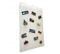 STALFORM Metal Tableau Magnétique Mural Blanc GoodVibes 80x50 cm, Plaque Aimanté, Acier Inoxydable, Cuisine, Bureau, Chambre D'enfant, pour Lettres Magnétiques, Chiffres, Notes, Photos