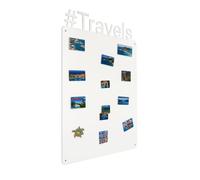 STALFORM Metal Tableau Magnétique Mural Blanc Travels 80x50 cm, Plaque Aimanté, Acier Inoxydable, Cuisine, Bureau, Chambre D'enfant, pour Lettres Magnétiques, Chiffres, Notes, Photos