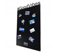 STALFORM Metal Tableau Magnétique Mural Noir GoodVibes 80x50 cm, Plaque Aimanté, Acier Inoxydable, Cuisine, Bureau, Chambre D'enfant, pour Lettres Magnétiques, Chiffres, Notes, Photos