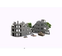 Stalingrad Lot de 4 bâtiments ruines | Terrain de Wargaming imprimé en 3D pour 28 mm, 20 mm et 15 mm | Ruines urbaines WWII | Terrain de table (28 mm (1/56))