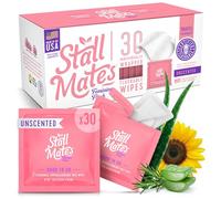 Stall Mates Wipes Feminine Fresh Flushable Wipes | Individually Wrapped | Feminine Cleansing Wipes | Travel Friendly | PH balanced | Unscented with Sunflower, Rosemary and Aloe | (30 onthe-go singles)