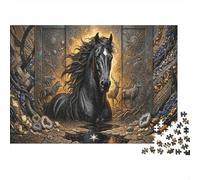 Stallion noirPuzzle DIY 1000 Pièces Complet Porte Rune Vintage pour Adolescents 12+ Amélioration De La Mémoire Renforcement Familial 38x26cm/1000pcs