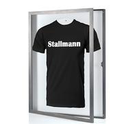 Stallmann Design Cadre Tricot « Easy Click & Fill » avec porte - Couleur du cadre : acier - Fond : blanc - Dimensions : 70 x 90 cm - Vitrine de qualité supérieure et facile à remplir pour maillots