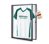 Stallmann Design Cadre Tricot « Easy Click & Fill » avec porte - Couleur du cadre : noir - Fond : blanc - Dimensions : 70 x 90 cm - Vitrine de qualité supérieure et facile à remplir pour maillots