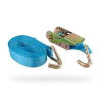STALLON - Sangle À Cliquet - Capacité 500 kg - Contient 1 Sangle, 1 Cliquet & 2 Crochets En Acier En Forme De J - 25mm x 5m