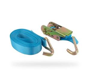 STALLON - Sangle À Cliquet - Capacité 500 kg - Contient 1 Sangle, 1 Cliquet & 2 Crochets En Acier En Forme De J - 25mm x 5m