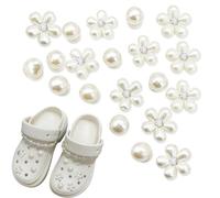 Stalora 20 Pièces Pins Perles pour Crocs, Charms Déco Chaussures Femme - Breloques Strass et Fleurs pour Personnaliser Crocs, Sandales, Sacs à Main - Accessoire de Décoration Créative