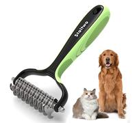 Staltwo Fournitures de toilettage pour animaux de compagnie - Brosse pour chien et chat, râteau à démêler les sous-poils, brosse de toilettage Furminator pour chiens, vert, peigne pour chien, brosse