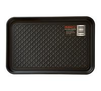 Stalwart All-Weather Indoor/Outdoor Boot Tray - Weather-Resistant Hard Plastic Shoe Mat with Raised Edge for Entryways, Decks, and Patios by (Black)