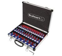 Stalwart Lot de 35 fraises à défoncer - Kit d'outils de travail du bois en carbure pour l'amélioration de la maison - Comprend une clé Allen et un étui de transport en aluminium (argenté)