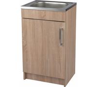 Stamar | Armoire de cuisine, Chêne Sonoma, 50 cm, avec siphon et évier