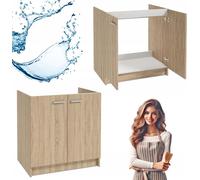 Stamar | Armoire de cuisine, sous l'évier, 80 cm, Chêne Sonoma