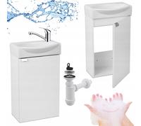Stamar | Armoire de salle de bains - avec lavabo - 40 cm, Kampo - robinetterie rotative chromée Siphon
