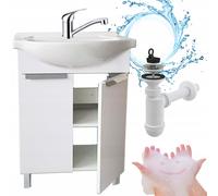 Stamar | Armoire de salle de bains - avec lavabo de 60 cm - robinetterie rotative chromée et siphon