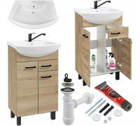 Stamar | Armoire de salle de bains, avec lavabo, hêtre truffé, avec robinetterie, 50 cm