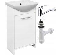 Stamar | Armoire de salle de bains, avec lavabo, robinetterie et siphon, 45 cm