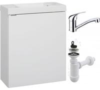 Stamar Armoire suspendue de salle de bains avec lavabo - pierre artificielle - blanc brillant - 50x21 cm - robinetterie