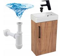 Stamar | Armoire suspendue salle de bains, avec lavabo, 50 cm, chêne doré, robinet Click Clack, avec syphon