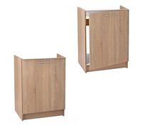 Stamar Meuble de cuisine moderne sur pied, chêne Sonoma, 60 x 60 x 83 cm, sous évier