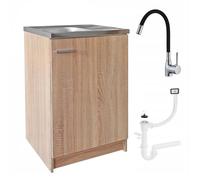 Stamar Sonoma Armoire d'évier de cuisine 60 cm avec robinet et siphon lave-vaisselle prêt à monter